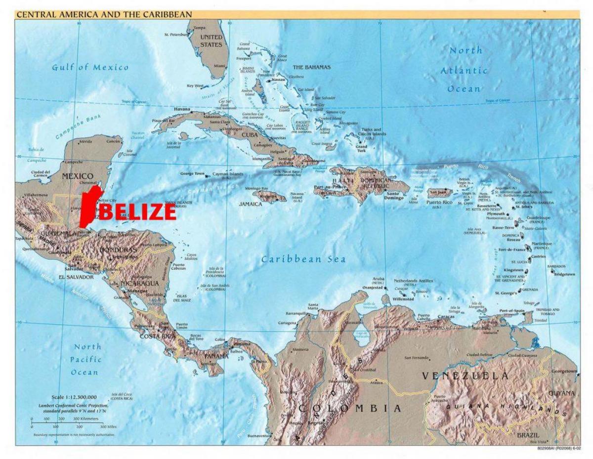 Карта На Белиз, Централна Америка