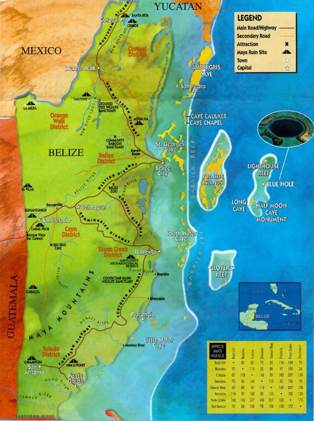 Руините на Белиз картата