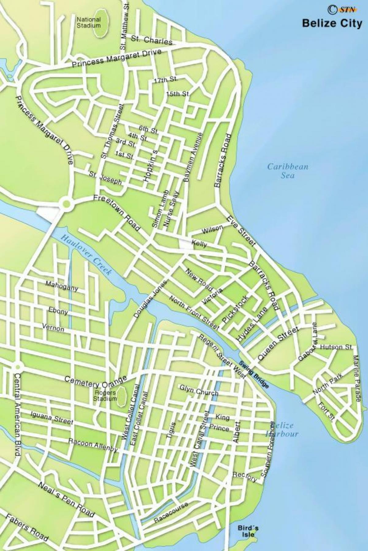 карта на град Белиз улица