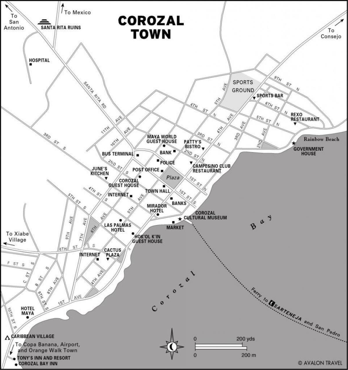карта корозал на град Белиз